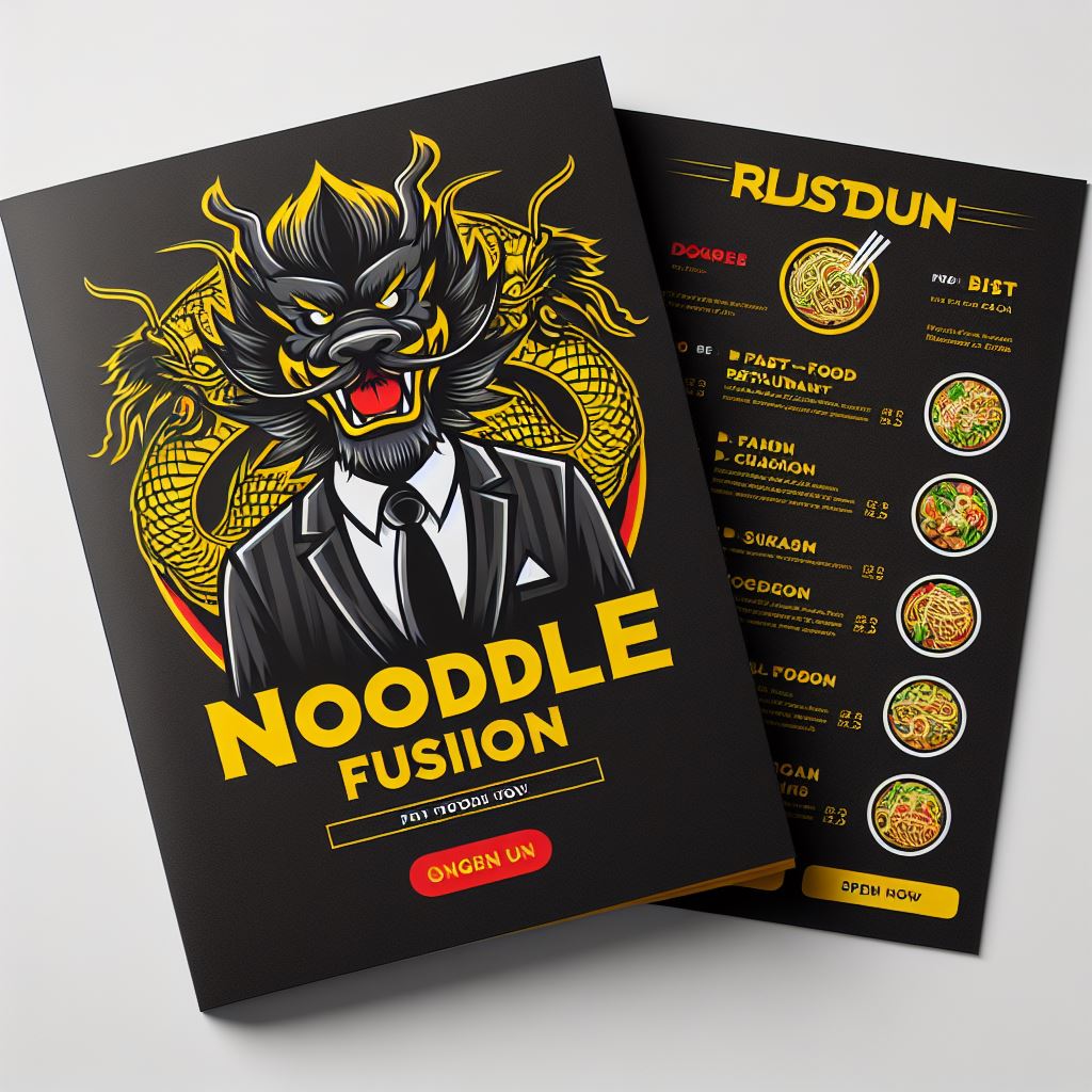 mockup menu for fast-takeaway noodle restaurant